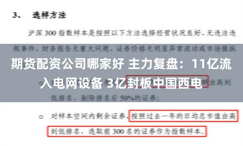 期货配资公司哪家好 主力复盘：11亿流入电网设备 3亿封板中国西电